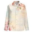 thumbnail image 3 of Blusas para Mujeres Casual Verano Cuello en V Manga Larga Suelta Camiseta Blusa, Suave Y Transpirable para la Oficina Y el Uso Diario, Coincide Pantalones Cortos Denim, 3 of 6