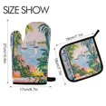 thumbnail image 2 of Yayeee Oven Mitts and Pot Holder Set of 2 Heat Resistant Kitchen Gloves Baking Hot Pad, Floral Seaside, 2 of 5