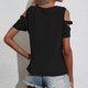 thumbnail image 4 of Gibobby Casual Playera de Manga Corta para Mujer Camiseta manga corta con cuello redondo y hombros descubiertos para mujer para uso informal(Negro,XL), 4 of 5