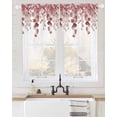 thumbnail image 2 of Red Brown Botanical Swag Valances for Windows, Watercolor Spring Eucalyptus Leaves Rod Pocket Sheer Valances for Large Windows, Swag Toppers Light Filtering for Kitchen Living Room 2 Panels 36''x63'', 2 of 6