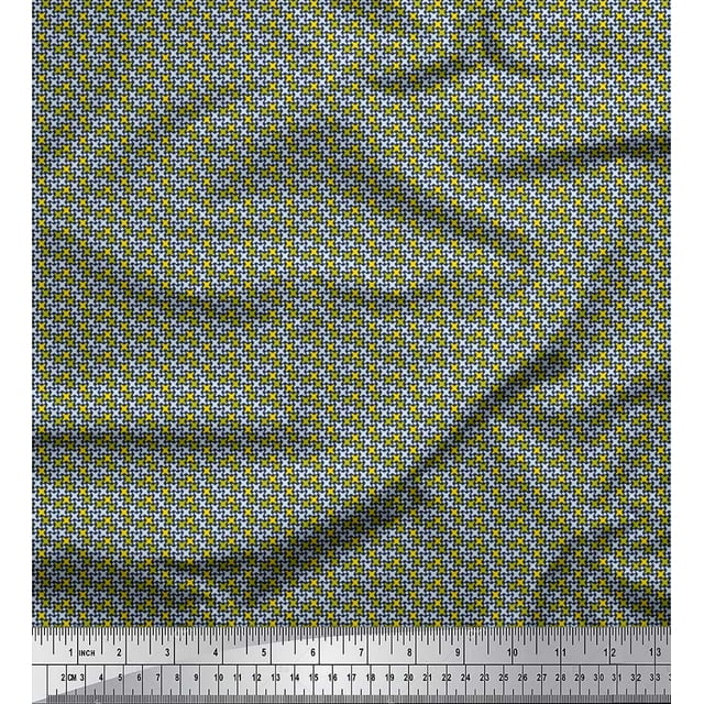 Soimoi Poly Georgette Fabric Diamond & Cross Sign Shirting Print Fabric by Yard 42 Inch Wide