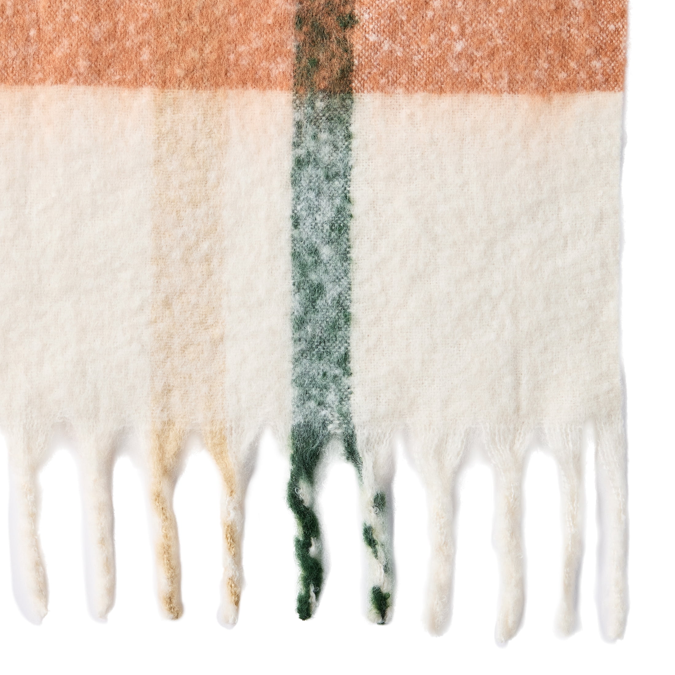 Better Homes & Gardens Faux Mohair Throw Blanket, Ivory Plaid, 50 in x 72 in