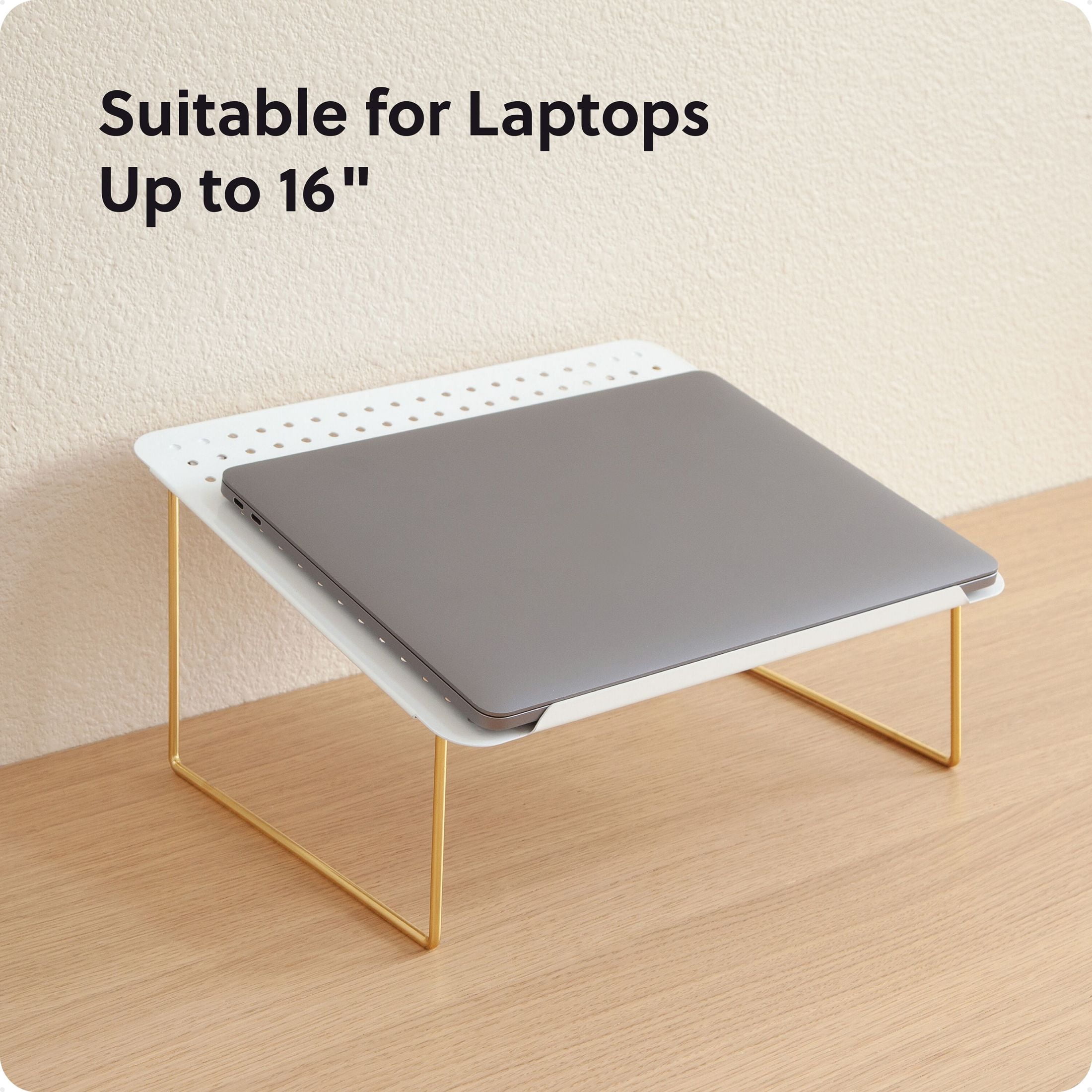 U Brands Perforated Metal Top Laptop Stand, 13 x 11 x 6“, Gold Metal
