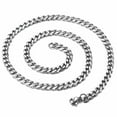 thumbnail image 3 of 16-36" Stainless Steel Silver Chain Cuban Curb Womens Mens Necklace 3/5/7/9/11mm, 3 of 4