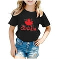 thumbnail image 4 of POIUYTR Boy and Girl Canadian Flag Shirt Kids Toddler Summer Short Sleeve Crewneck Maple Leaf Print T-Shirt Patriotic Tee Shirt, 4 of 4
