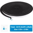 thumbnail image 2 of 1/2In x 3/8In x 33Ft Foam Insulation Tape Weather Stripping Seal Strip for Doors and Windows Soundproof Black Adhesive, 2 of 6