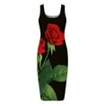 thumbnail image 4 of SMihono Robe Maxi Bohème d'Été pour Femmes Grande Taille Mode pour Femmes à Col Rond Sans Manches Robe Chandail Imprimée Robe de Plage Évasée, 4 of 4