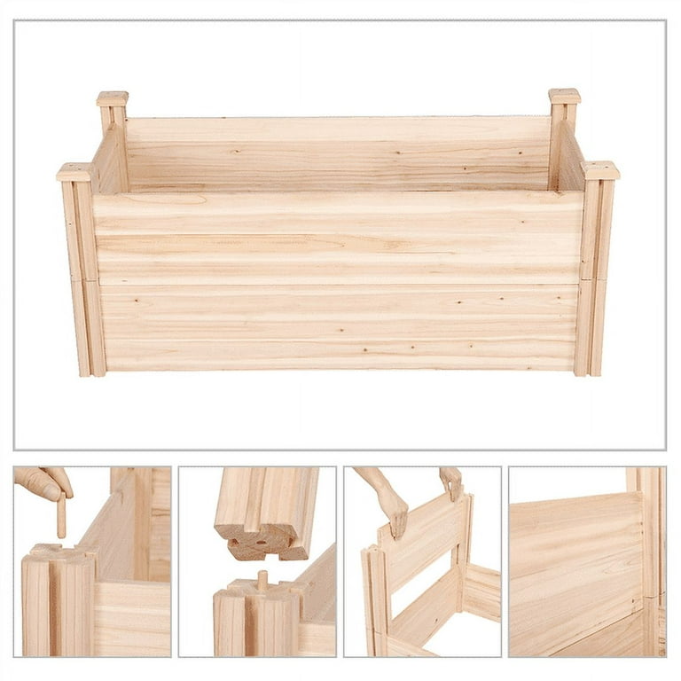 SmileMart Wooden Raised Planter Box for Vegetables, Plants and Herbs 