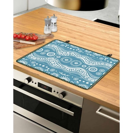 

Aqua Geometric Stove Top Covers for Electric Stove Heat Insulation Fireproof Glass Cooktop Cover Counter Top Glass Stove Cover for Prevent Scratches 29 x21 Modern Abstract Polka Dots