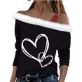 thumbnail image 1 of RXMEKW Haut à Col Imprimé pour Femme à Manches Longues, Ample et à la Mode, avec Bretelles Inclinées, 1 of 7