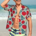 thumbnail image 4 of Uemuo Tomato Printed Regular Fit Short Sleeve Casual Hawaiian Shirt for Men,Aloha shirt,Tropical shirt,Floral print shirt,Vacation Beach shirt-Large, 4 of 9