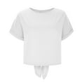 thumbnail image 4 of Timegard Tops for Women Crewneck Short Sleeve Back Split Loose Comfy Tops Tee Casual Solid Color Blouse, 4 of 7