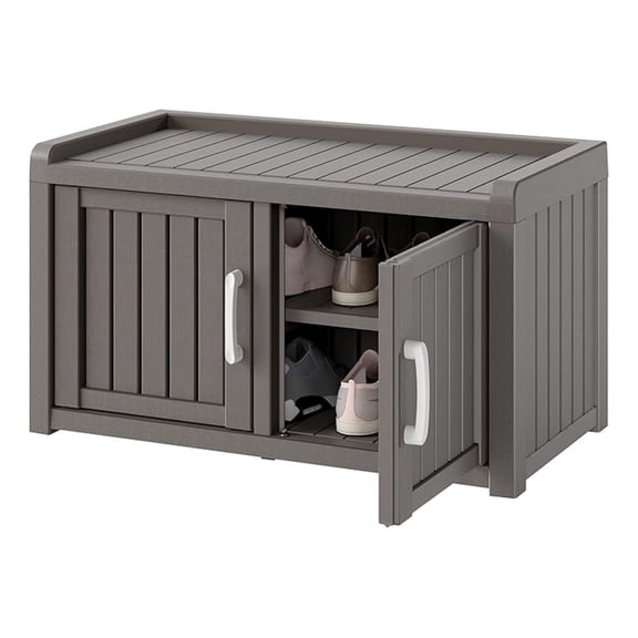 Shoe Storage Cabinet Waterproof UV-Resistant, Entryway Storage Indoor Outdoor with 2 Barn Doors, Adjustable Shelves for Entryway, Bedroom, Hallway,Living Room(Grey)