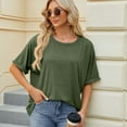 thumbnail image 6 of FLMEI Women's T-Shirts Tees Summer Tops Short Sleeve T Round Neck Loose Cropped T Shirtsoft Blouses Casual Pullover T S-XXL, 6 of 8
