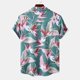thumbnail image 3 of Camisas De Vestir Para Hombre Camisas de un solo pecho de primavera y verano para hombre, camisas de vacaciones al libre con bolsillo de manga corta y solapa con estampado informal para (Green, M), 3 of 7