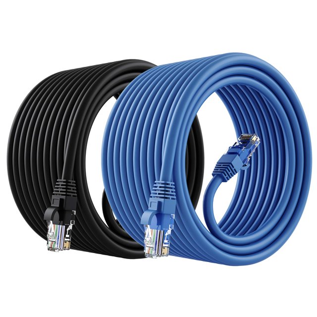 Cable Ethernet GEARit Cat 6 CCA de 6 m, paquete de 2, negro y azul