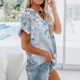 thumbnail image 7 of Button Down Shirt Women Cotton Short Sleeve Blouses V Neck Collared Button Up Summer Beach Tops, 7 of 7