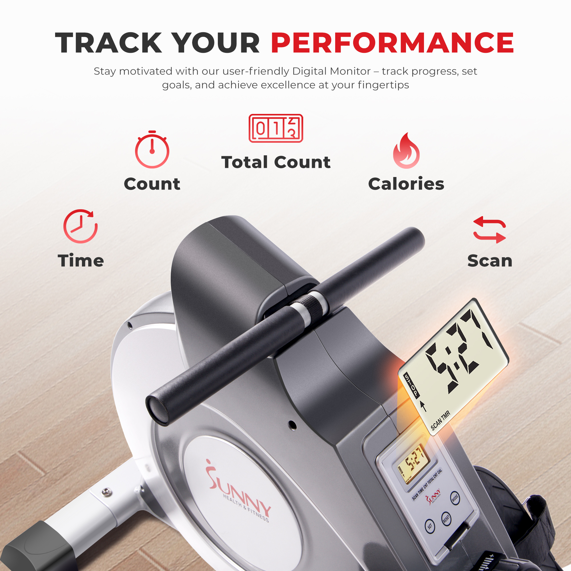Sunny Health & Fitness 53.4" Magnetic Rowing Machine photo 6