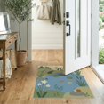 thumbnail image 2 of ODIKA 2'x3' Washable Accent Rug Pet Friendly, Bedside Mat Green Blue Pastel and Pond Scene Whimsical Nature Motif with Frogs Flowers for Bedroom, Nursery, RV, 2 of 7