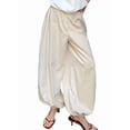 thumbnail image 2 of Women'S Casual Cotton Baggy Pants with Elastic Waist Relax Fit Lantern Trouser Color M, 2 of 10