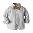 thumbnail image 6 of GYRATEDREAM Toddler Baby Boy Gentleman Outfits Kids Long Sleeve Plaid Shirt with Bow Ties Suspenders Pants 2Pcs Set Children Wedding Party Dress Suit Khaki for 12M-10T, 6 of 8