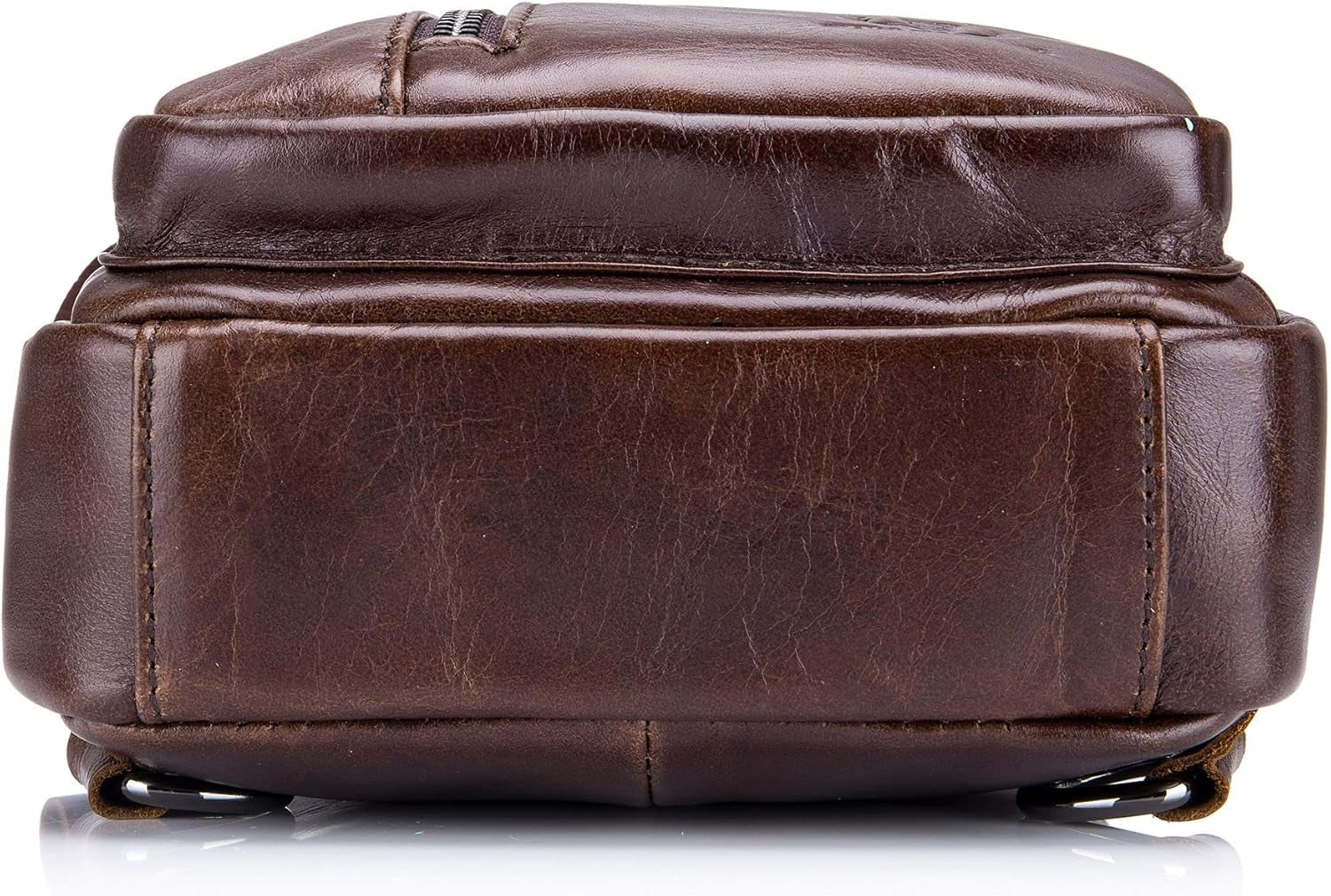 BULLCAPTAIN Genuine Leather Sling Bag Coffee Crossbody Backpack Daypack for Men
