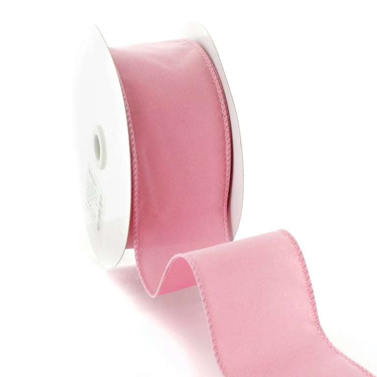 Ribbon Traditions 2.5 Wired Suede Velvet Ribbon Light Pink - 25 Yards