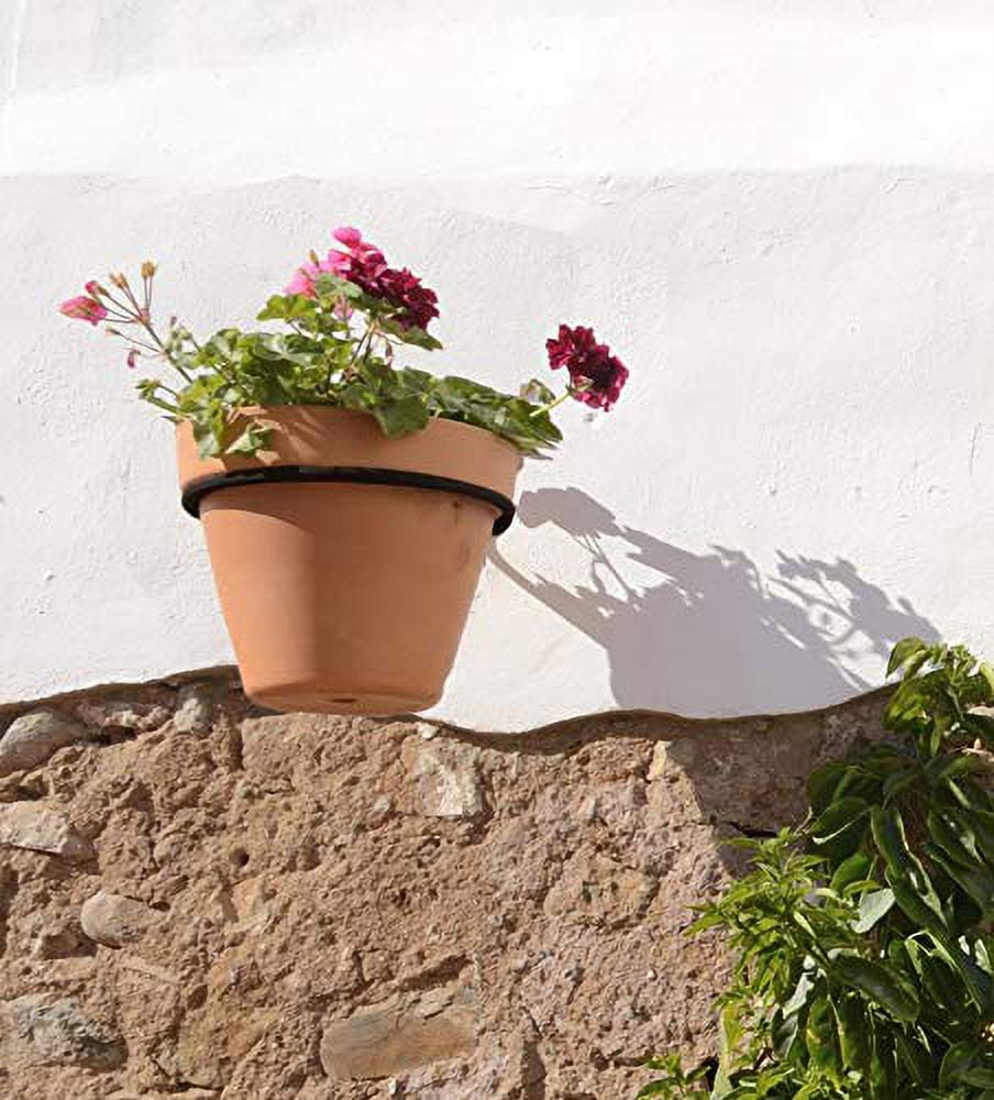 TreeLen 8 inch Flower Pot Holders for Outside,3 Pack Heavy Duty Flower Pot  Ring Wall Planter for Plant Pots Indoor Outdoor,Black