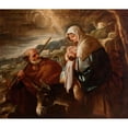 thumbnail image 2 of Luca Giordano 17x15 Black Ornate Wood Framed Double Matted Museum Art Print Titled - Flight into Egypt (1690 -1705), 2 of 5