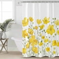 thumbnail image 2 of Small Stall Shower Curtain 36x72 Inch Narrow Half Size Yellow Daisy Bath Curtains Bathroom Decor Spring Floral Summer Botanical Watercolor Waterproof Fabric Shower Curtain Set with Hooks 36 Inch, 2 of 6