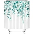 thumbnail image 3 of Goodwill Teal Eucalyptus Shower Curtain Sets, Watercolor Turquoise Leaves on The Top Plant with Floral Bathroom Decoration 72x72 Inch with Hooks, 3 of 7