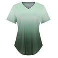 thumbnail image 5 of Scyoekwg Summer Womens Tops Trendy Short Sleeve Loose Comfy Blouse Tshirt Gradient Color Graphic V-Neck Basic Tops Casual Going Out Tops Tunic Tops (Green,XXL), 5 of 6