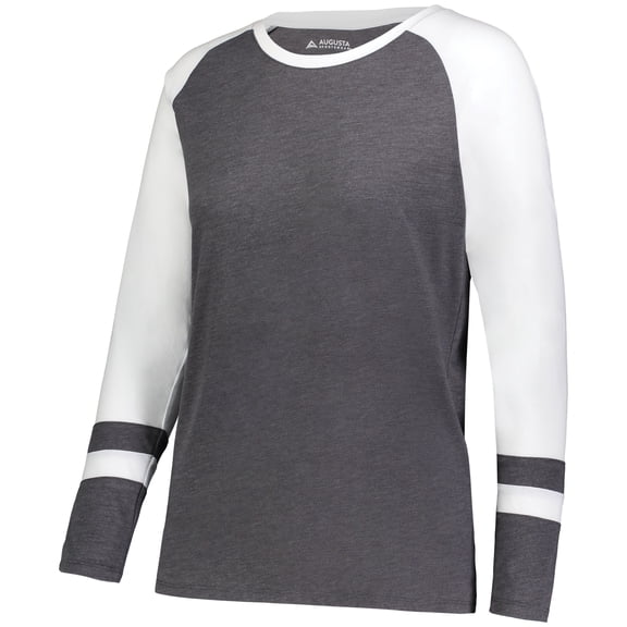 Augusta Sportswear B26034705 Women Tri-Blend Fanatic 2.0 Long Sleeve T-Shirt, Scarlet & White - Large