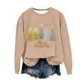 thumbnail image 4 of DianGeFu Womens Sweatshirts Print Long Sleeve Round Neck for 2025 Christmas (Khaki,XXXL), 4 of 4