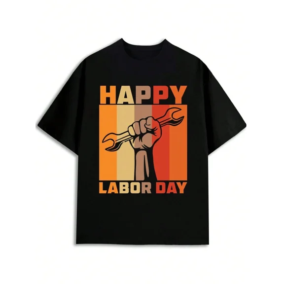 Happy Labor Day Wrench T-Shirt Men'S T Shirt BlackAll-Season Fitness Top, Stylish And Sporty Look