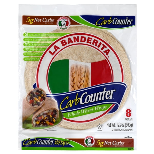 La Banderita CarbCter Whole Wheat Wraps Tortillas, 8 Ct, 12.7 oz