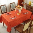 thumbnail image 2 of MATIRUG Fall Thanksgiving Tablecloth Rectangle, Pumpkin Jacquard Spillproof Wrinkle Free Table Cloths, Vintage Table Cover for Autumn Friendsgiving Party/Burnt Orange, 2 of 7