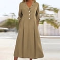 thumbnail image 2 of Sexlip Womens Long Sleeve Midi Dress Button Front Design Durable Fabric Relaxed Silhouette for Office Wear Yellow L, 2 of 6