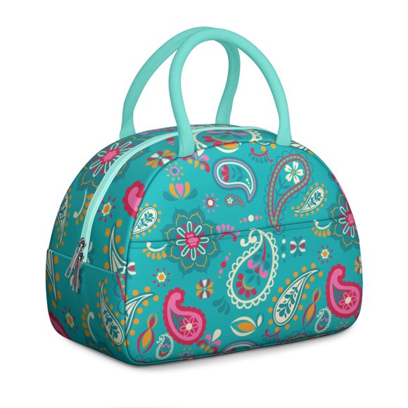 Sac à Lunch Isolé Mandala Exotique, Design Floral Paisley Coloré avec Ambiances Artistiques Rétro, Parfait pour Femmes Élégantes
