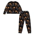 thumbnail image 7 of Renewold Womens Halloween Pajamas Pumpkin Pajama Set Size M Long Sleeve Drawstring Pajamas Black Cat Pajamas Comfy Loungewear Halloween Pjs Nightwear Set 2 Piece, 7 of 7