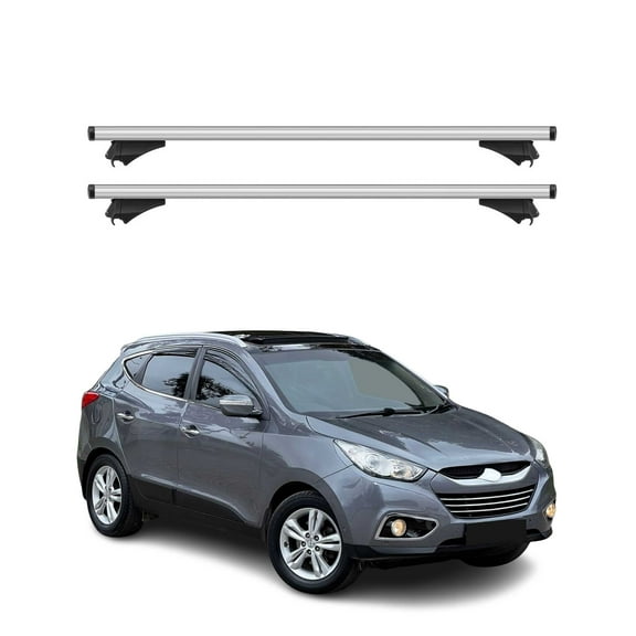 OMAC Cross Bars Roof Racks Aluminium for Hyundai Tucson 2010-2015 Silver 2 Pcs Anti-Theft for Travel Kayak Canoe Surf Ski Snowboard Camping