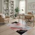 thumbnail image 2 of ODIKA 4'x6' Pink Black Abstract Gradient Grey Washable Area Rug Veined Stone Motif Flowing Ombre Blend Golden Accent Streaks Non-Slip, Chair-Friendly, Flatwoven for Home Office, Under Desk, 2 of 7