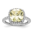 thumbnail image 4 of Auriga Fine Jewelry 925 Sterling Silver Rh-plated Rose-cut Canary Yellow CZ Center and Clear CZ Ring for Women Size 6, 4 of 6