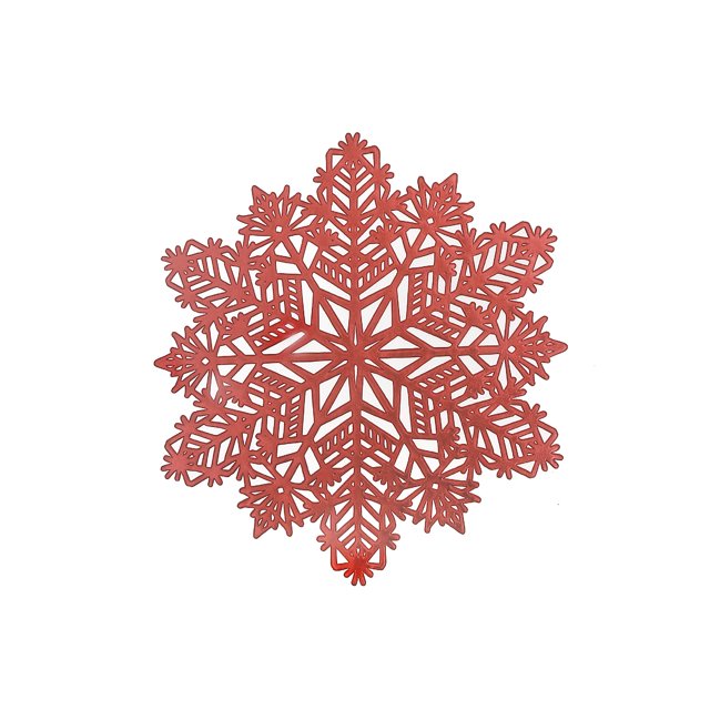 Napperon en Pvc à Flocons de Neige Découpés (Rouge) - Ensemble de 12 Présentant un Motif de Flocons de Neige Rouges de 15 Pouces de Diamètre avec des Découpes Complexes, Fabriqué en Pvc durable pour un Nettoyage Facile, Idéal pour les Repas Festifs et la Protection des surfaces de table.