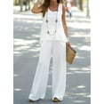 thumbnail image 5 of Solid Matching Two-piece Set, Casual Sleeveless Tank Top & Loose Pants Outfits, Women's Clothing, 5 of 8