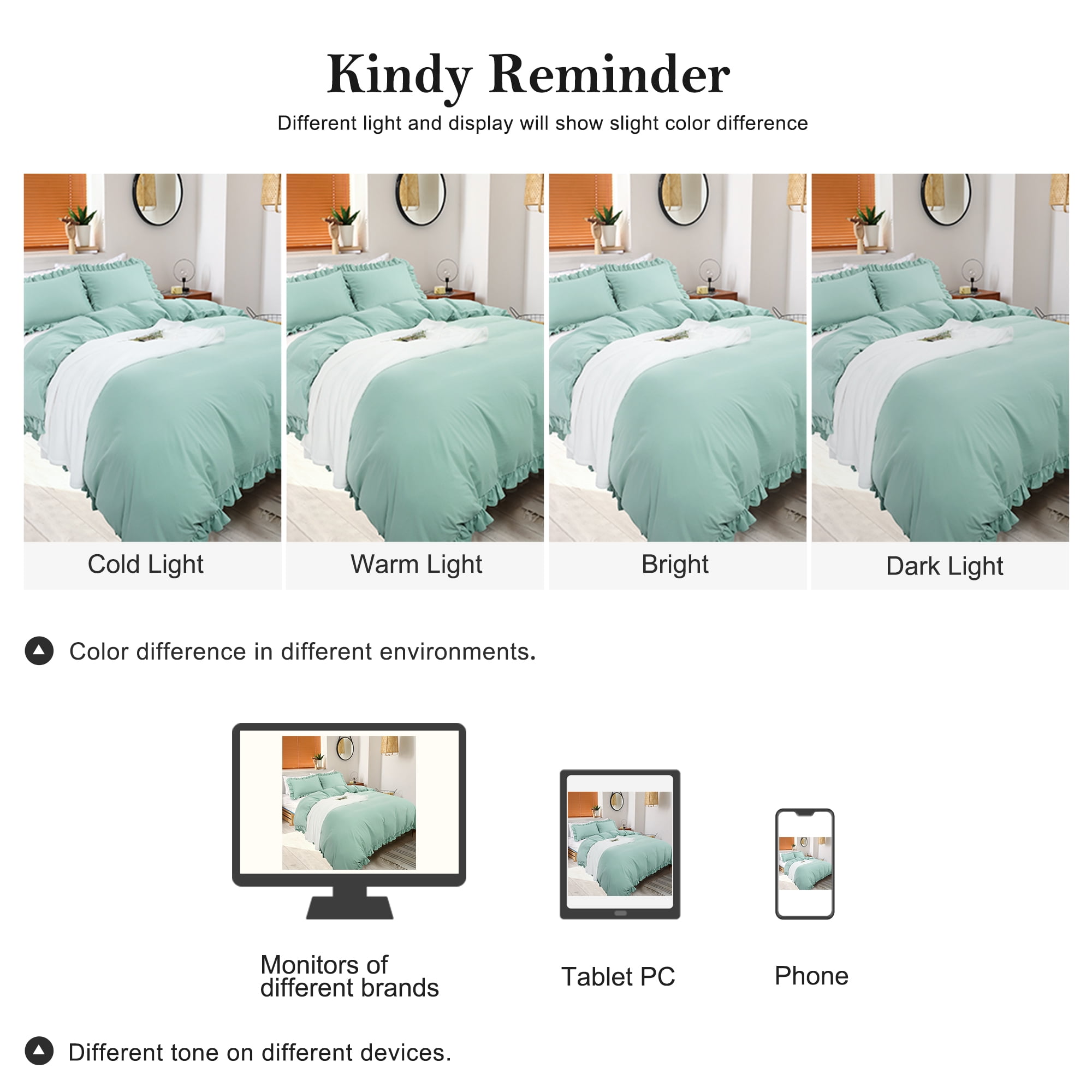 Unique Bargains 110GSM 3 Pieces Ruffle Brushed Duvet Cover Sets Queen Sage Green