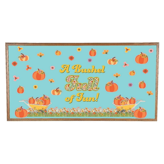 Fall Flowers & Pumpkins Cardstock Classroom Bulletin Board Set - 54 pieces