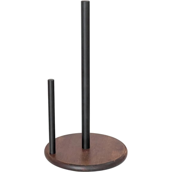 MaxxMarket Paper Towel Holder Countertop with Real Wood Round Base, Farmhouse Paper Towel Holder Stand for Kitchen Dining Table Home Decor
