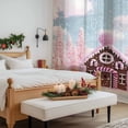thumbnail image 4 of Pink Christmas Sheer Curtains 96 Inches Long, Xmas Farmhouse Tree Blue Sky Snowflake Light Filtering Window Curtains for Living Room/Bedroom, Rod Pocket Voile Sheer Drapes, 52"Wx96"L, 2 Panels, 4 of 9