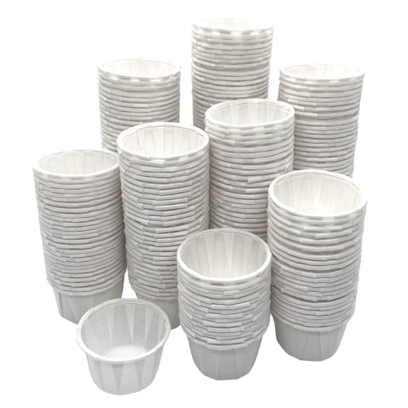 [200 unidades] Vasos desechables de papel de 1 onza para condimentos, alimentos, medicamentos, píldoras, degustaciones y porciones de postre